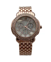 Olivia Pratt Gold Round Rhinestone and Chrome Face Women Watch