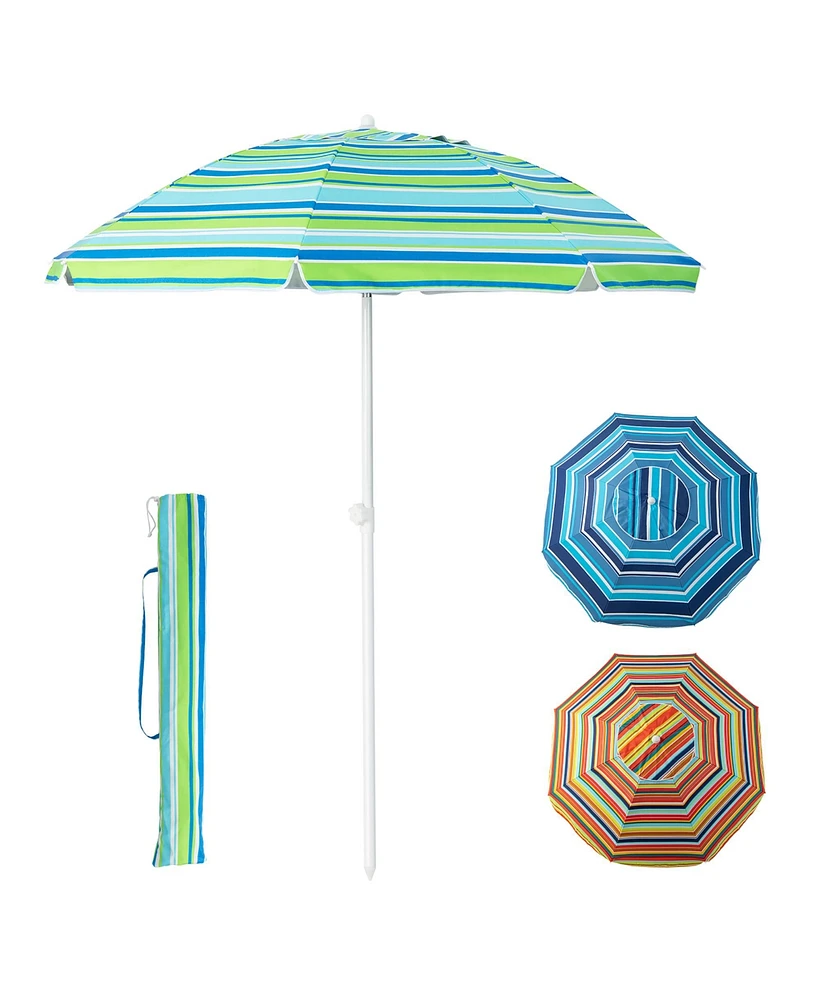 Gymax 6.5 Ft Patio Portable Beach Adjustable Umbrella