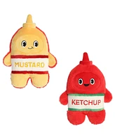 Aurora Medium Mustard & Ketchup Flipovers Interactive Plush Toy Yellow 11"