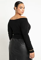 Eloquii Women's Wrap Front Cropped Sweater
