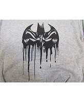 Dc Comics Boys Batman Dripping Mask Logo Athletic Heather Long Sleeve Shirt