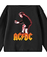 Ac/Dc Boys Angus Young Playing Guitar Youth Black Graphic Crew Neck Long Sleeve Tee