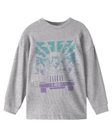 Squishmallows Boys Car Ride Crew Neck Long Sleeve Gray Youth Tee