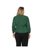 Standards & Practices Plus Size Wrap Tie Long Sleeve Blouse