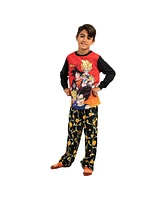 Dragon Ball Z Boys Youth Sleepwear Set: Long-Sleeve Tee Shirt, Sleep Shorts, and Pants