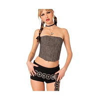 Edikted Women's Christa Washed Faux Leather Corset Top