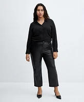 Mango Women's Leather-Effect Straight Trousers