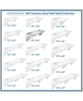 Gridmann 14" x 36" Nsf Stainless Steel Kitchen Wall Mount Shelf w/ Backsplash