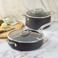 BergHOFF Essentials 10Pc Non-stick Hard Anodized Cookware Set With Glass lid, Black