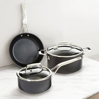 BergHOFF Essentials 10Pc Non-stick Hard Anodized Cookware Set With Glass lid, Black