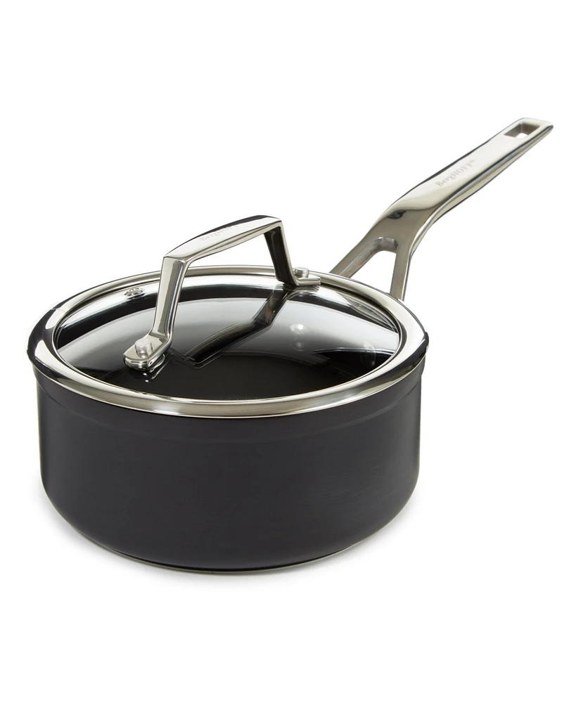 BergHOFF Essentials Non-stick Hard Anodized 6.25" Saucepan 1.3qt. With Glass Lid, Black