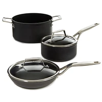 BergHOFF Essentials Non-stick Hard Anodized 8" Stockpot 3.3qt. With Glass Lid, Black