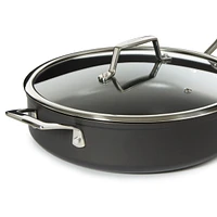 BergHOFF Essentials Non-stick Hard Anodized 11" Deep Skillet 4.3qt. With Glass Lid, Black