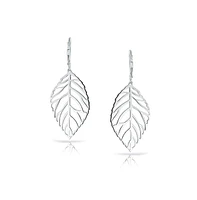 Bling Jewelry Large Nature Style Lightweight Open Leaf Feather Drop Dangle Lever Back Earrings For Women Sterling Silver