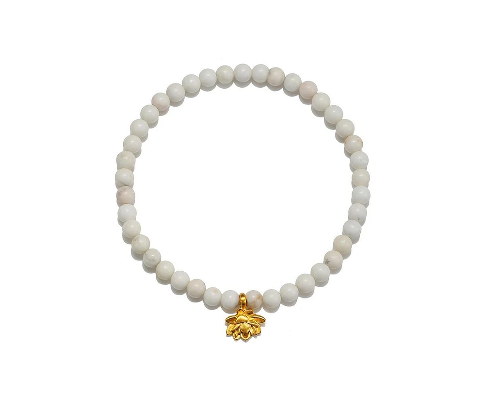 Satya Jewelry Walk in Harmony Lotus White Turquoise Gemstone Bracelet