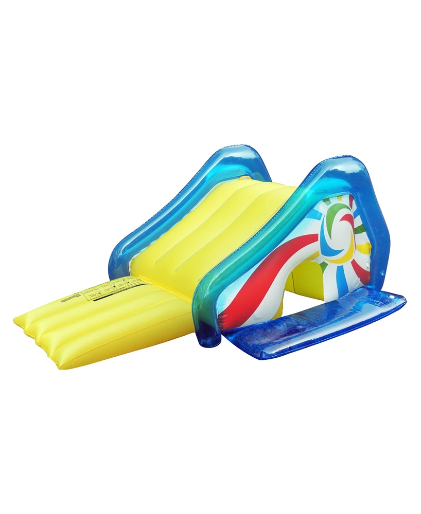 Northlight Yellow and Blue Pool Side Slide With an Attached Sprayer 98-Inches