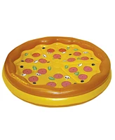 Swim Central 70" Inflatable Brown and Yellow Pizza Round Swimming Pool Raft Lounger