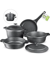 Piece Nesting Cookware Set with Silicone Handle Covers