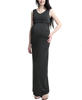 kimi + kai Maternity V-Necl Lace Back Maxi Dress