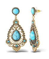 Jessica Simpson Women's Turquoise Stone Filigree Earrings