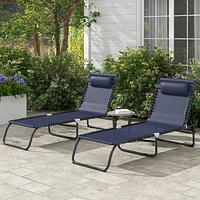 Outsunny 2 Chaise Lounge Pool Chairs, Folding, Reclining