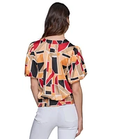 Karl Lagerfeld Paris Women's Printed Wrap Top