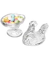 Godinger Harvest Rooster Covered Glass Crystal Box