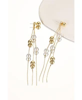 Classicharms FrostLily Clear Crystal and Bead Drop Earrings