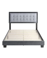 Boyd Sleep Pisa Velvet Upholstered Platform Bed Frame, Grey, Full