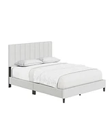 Boyd Sleep Leah Linen Panel Upholstered Platform Bed Frame, Grey, Full