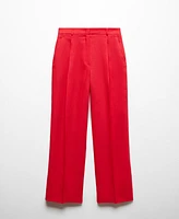 Mango Women's Straight Linen-Blend Pants