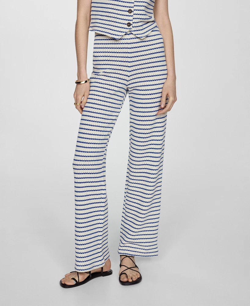 Mango Women's Crochet Striped Pants