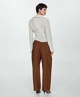 Mango Women's Belt Straight-Fit Pants