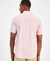 Club Room Men's Classic Striped Short Sleeve Button-Down Oxford Shirt, Created for Macy's