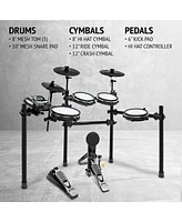 LyxPro LyxJam 8-Piece Electronic Drum Set, Pro Electric Drum Set w/Sticks Included