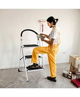 Sugift Heavy Duty Industrial Lightweight Folding Stool 3 Step Ladder