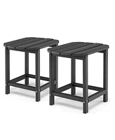 Gymax 2PCS 18'' Patio Adirondack Side Table Weather Resistant Hdpe Garden Yard Grey