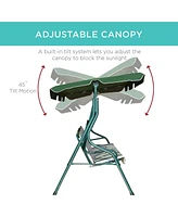 Sugift 3-Person Outdoor Porch Swing with Removable Cushion and Coated Steel Frame