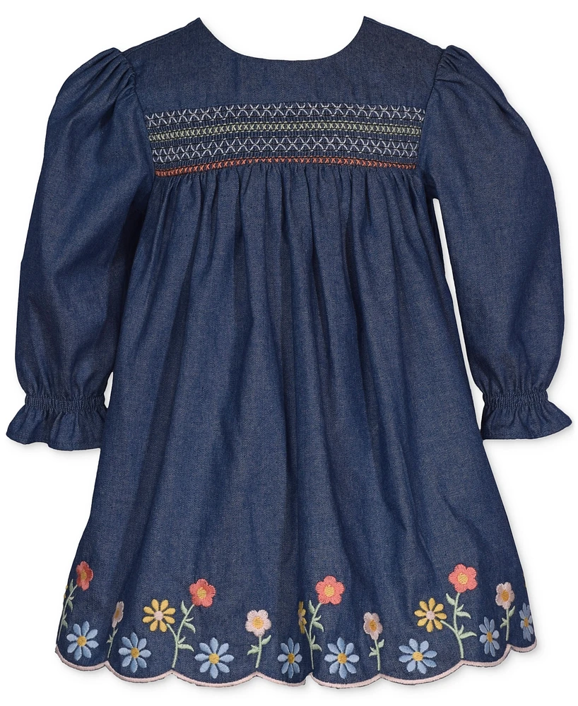 Bonnie Baby Girls Embroidered Denim Woven Dress