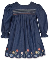 Bonnie Baby Girls Embroidered Denim Woven Dress