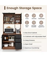 Sugift 71 Inch Kitchen Pantry with 3 Storage Cabinet and 3 Deep Drawers