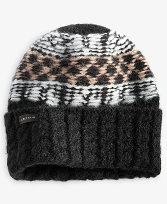 Cole Haan Women's Reversible Fair Isle Cuffed Beanie