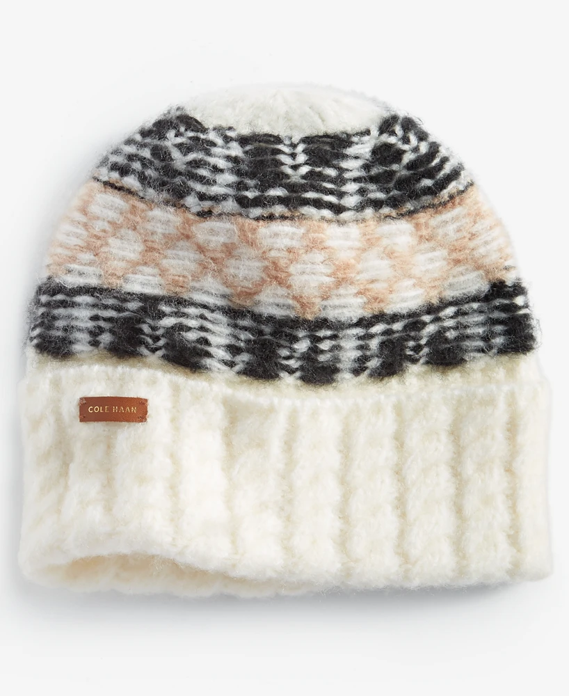 Cole Haan Women's Reversible Fair Isle Cuffed Beanie