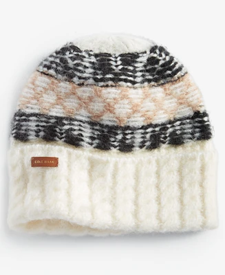 Cole Haan Women's Reversible Fair Isle Cuffed Beanie