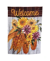 Northlight Indian Corn "Welcome" Fall Harvest Outdoor House Flag - 40" x 28"