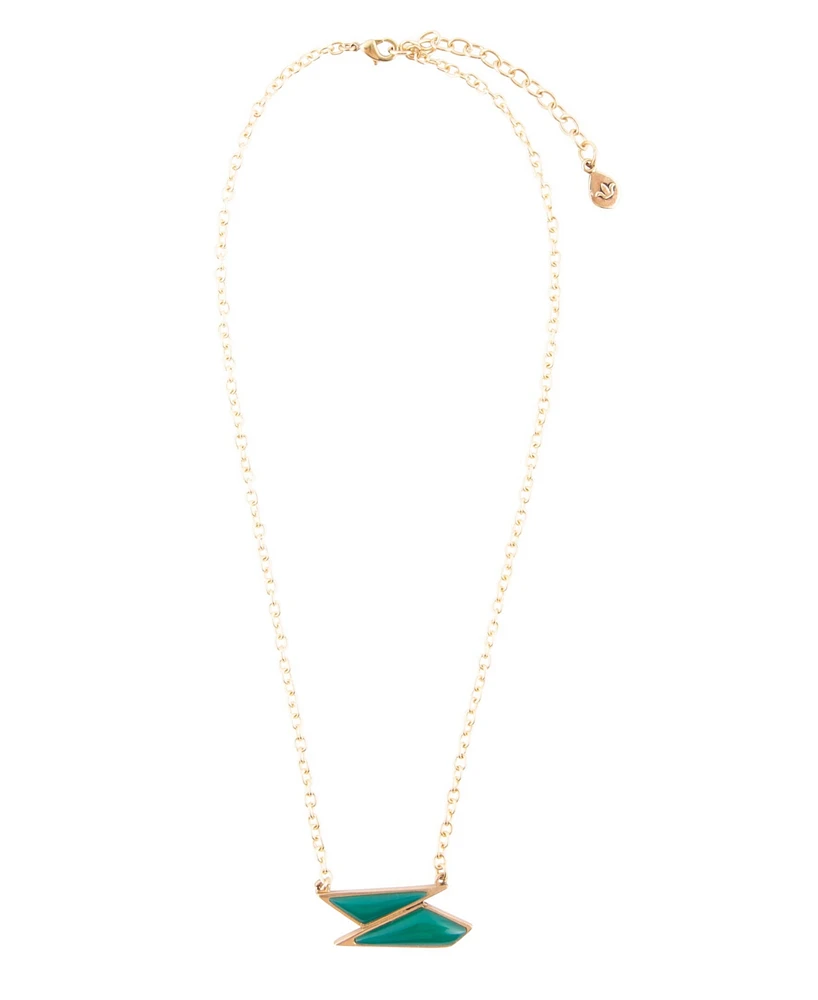 Barse Ice Genuine Green Onyx Abstract Pendant Necklace