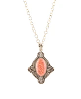 Barse Valerie Genuine Orange Sponge Coral Oval Pendant Necklace