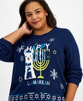 Holiday Lane Plus Happy Llamakah Embellished Sweater, Created for Macy's