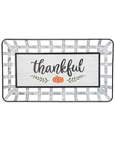 Northlight 24" Silver and White With a Pumpkin "Thankful" Rectangular Fall Serving Tray Sign