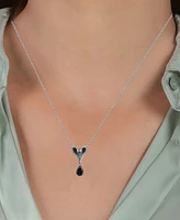 Onyx & Black Diamond (1/8 ct. t.w.) Jafar Snake Head Pendant Necklace in Sterling Silver, 16" + 2" extender